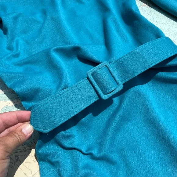 Vintage Teal Belted Button Back Dress - Picture 3 of 8